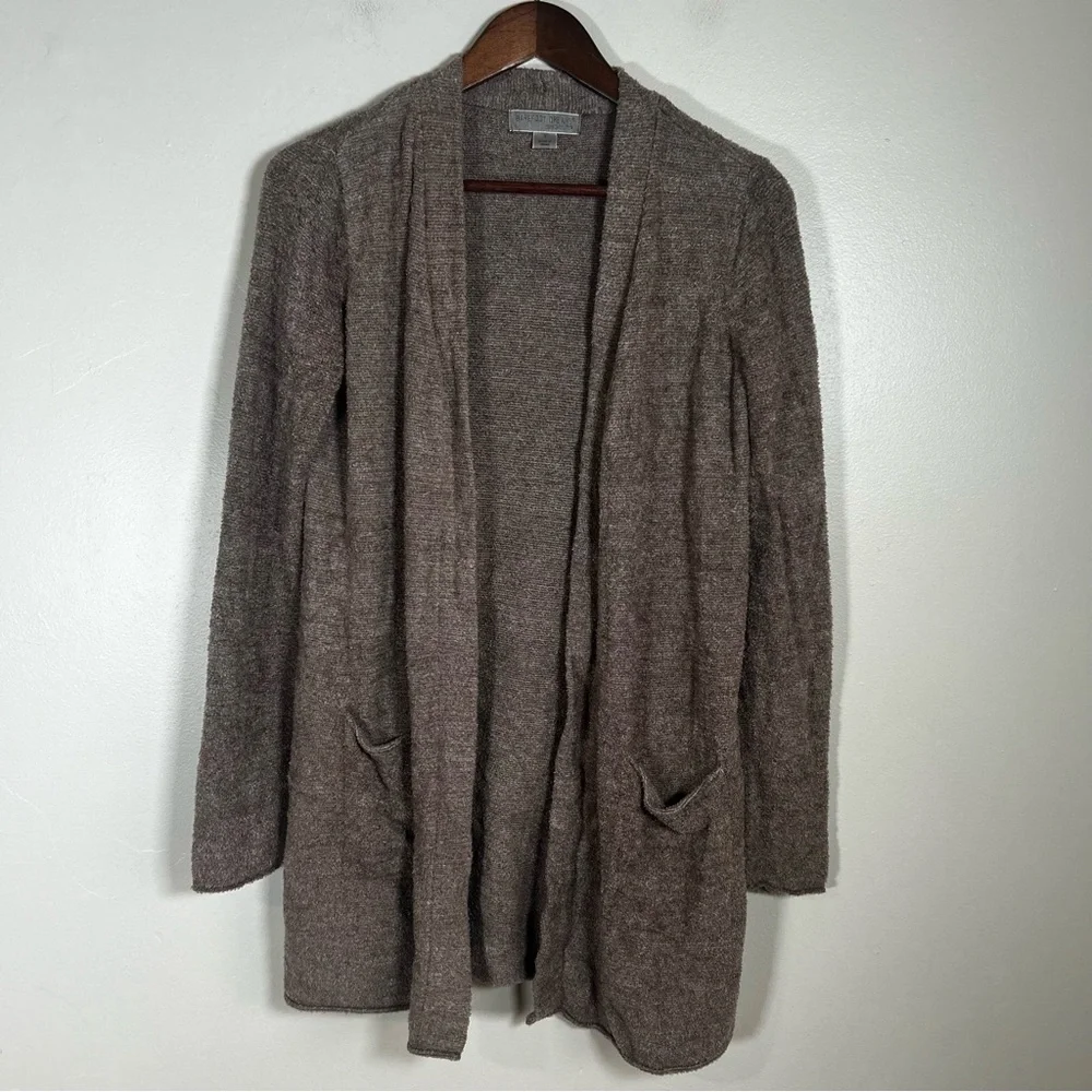 Barefoot Dreams Cozy Chic Cardigan Long Sleeve Open Front Pockets Taupe Size S
